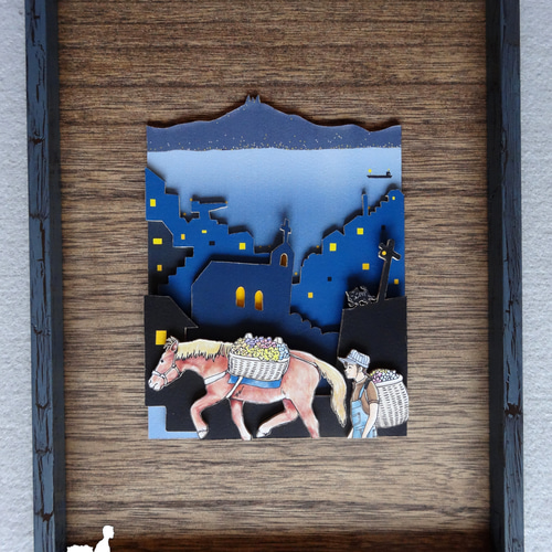 立体アートパネル/荷運び馬/長崎/対州馬/5層/A4サイズ/贈り物 立体