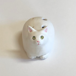 ネコリナ (猫のオカリナ)/hako/白　猫グッズ　猫雑貨　白猫　オカリナ 2枚目の画像