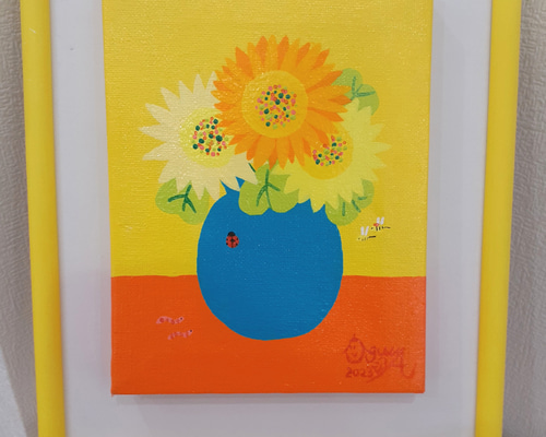 わたしのひまわり ゴッホ風ひまわりの作品 画家 小楠アキコ F0号