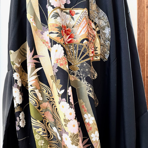 黒留アンサンブルドレープワンピース 着物リメイク ワンピース eterlna  