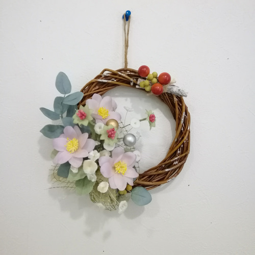 アートフラワーリース❁秋の花❁染花布花❁ハンドメイド