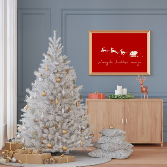 空飛ぶサンタクロースのクリスマスポスター | n3407 | サイズ選択 | 光沢紙 2枚目の画像