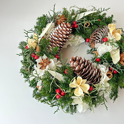大きい松ぼっくりのクリスマスリース】プリザーブドフラワー リース
