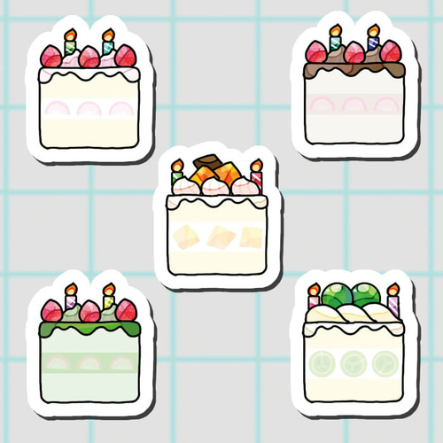 フレークシール 手帳シール 10枚セット 名前が書ける誕生日ケーキ
