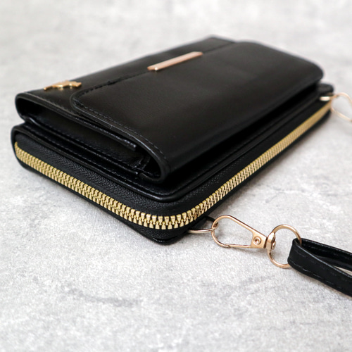 お財布ショルダー スマホショルダー 黒 ブラック スマホショルダー