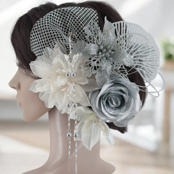 ヘッドドレス／ゴスロリ／バラ／十字架／レース／モーブ ヘッドドレス