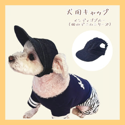 わんちゃんの目や頭を守る犬用帽子　⭐︎岡山デニム生地⭐︎ 【インディゴブルー】 1枚目の画像