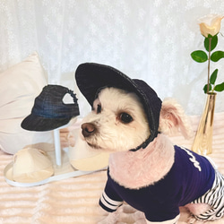 わんちゃんの目や頭を守る犬用帽子　⭐︎岡山デニム生地⭐︎ 【インディゴブルー】 3枚目の画像