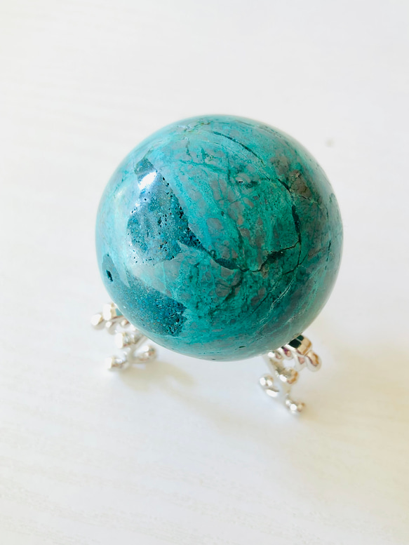 高品質]ペルー産クリソコラ丸玉/スフィア（直径48.5-49.3mm） - 埼玉県