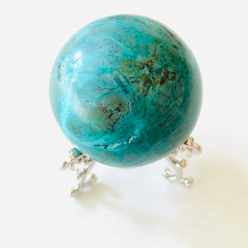 幸運と繁栄の象徴！クリソコラの丸玉(50mm) 天然石 虹色の星 通販