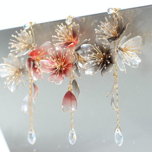 桜 -銀紅- 簪 ディップアート アメリカンフラワー 卒業式 入学式