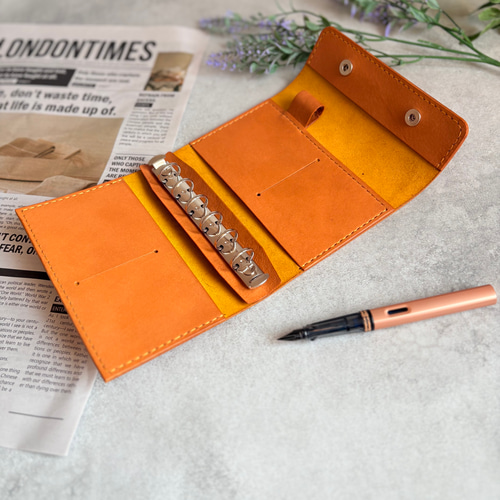 システム手帳 手帳カバー ミニ6サイズ スクラッチレザー×国産レザー