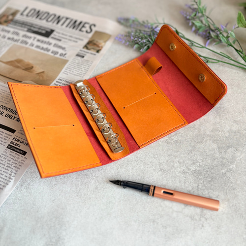 システム手帳 手帳カバー ミニ6サイズ スクラッチレザー×国産レザー