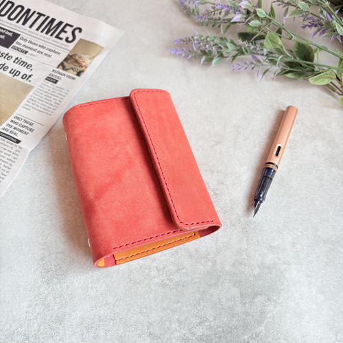 システム手帳 手帳カバー ミニ6サイズ スクラッチレザー×国産レザー