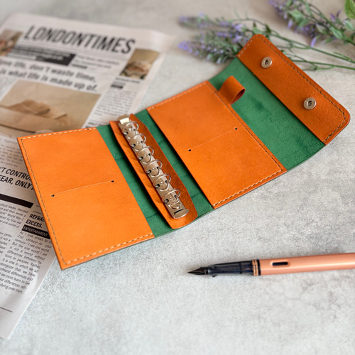 システム手帳 手帳カバー ミニ6サイズ スクラッチレザー×国産レザー