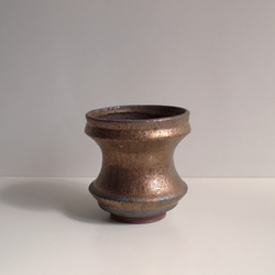 Φ9.5×h9.8㎝ 金属釉 植木鉢　M3-1 4枚目の画像