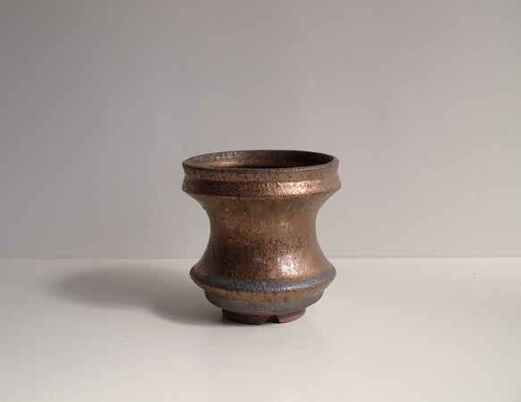 Φ9.5×h9.8㎝ 金属釉 植木鉢　M3-1 3枚目の画像