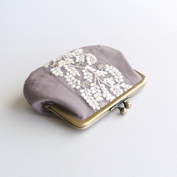 インド刺繍リボンの親子がま口（お財布）キャンバス/ぷっくり　くすみ紫 7枚目の画像