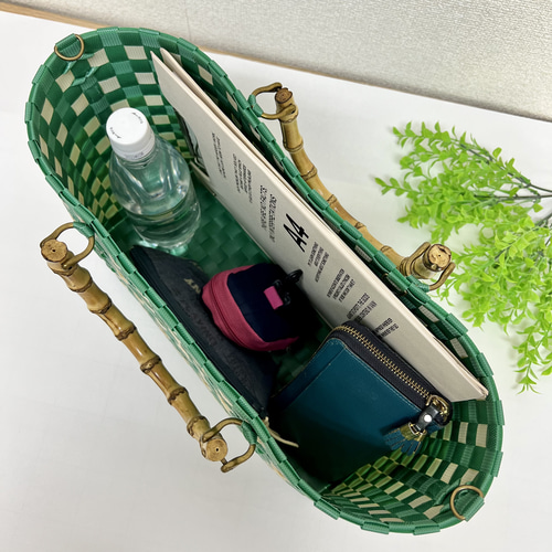 受注製作】プラカゴ Lサイズ/A4 L-500 深緑*ベージュ 2way