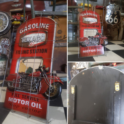 アメリカン  ウォールデコレーションミラー  テキサコ & アメリカンバイク  #ウォールミラー #店舗什器 #ガレージ 5枚目の画像