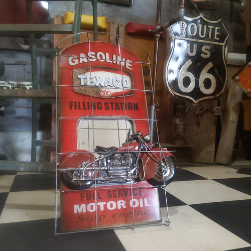 アメリカン ウォールデコレーションミラー テキサコ & アメリカン