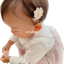 ⑅﻿赤ちゃんから使えるベビーヘアクリップ2点セット⑅﻿ コスモス ベビーヘアピン 花 キッズ 乳児 幼児 プレゼント 4枚目の画像