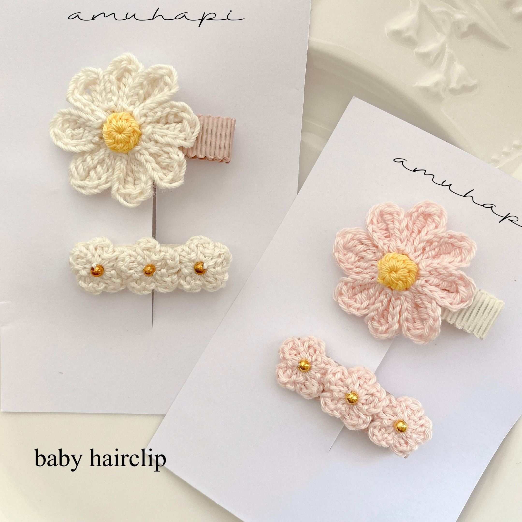 ♡ナチュラルカラーフラワー　ベビーキッズヘアクリップ　ヘアゴム　ハンドメイド