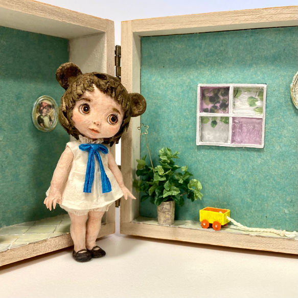 KuKuBeA(くくべあ)＆青のドールハウス　和紙人形 2枚目の画像