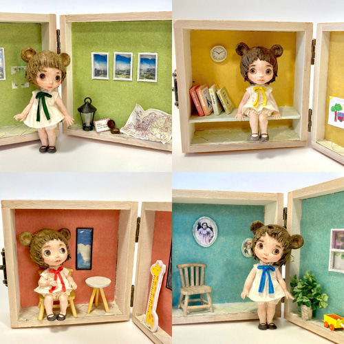 和紙人形とドールハウスセット『KuKuBeA(くくべあ)＆ブルーの