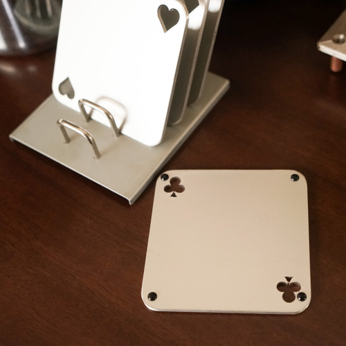 無地に変更可】ステンレス製 コースターセット / ティー・コーヒー