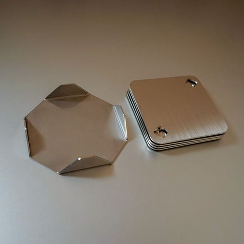 無地に変更可】ステンレス製 コースターセット / ティー・コーヒー