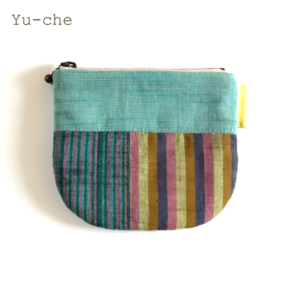 会津木綿のファスナーポーチ 1枚目の画像