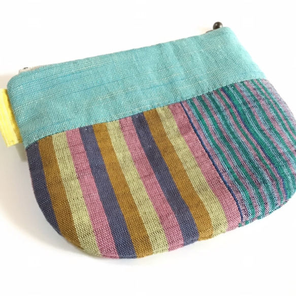 会津木綿のファスナーポーチ 4枚目の画像