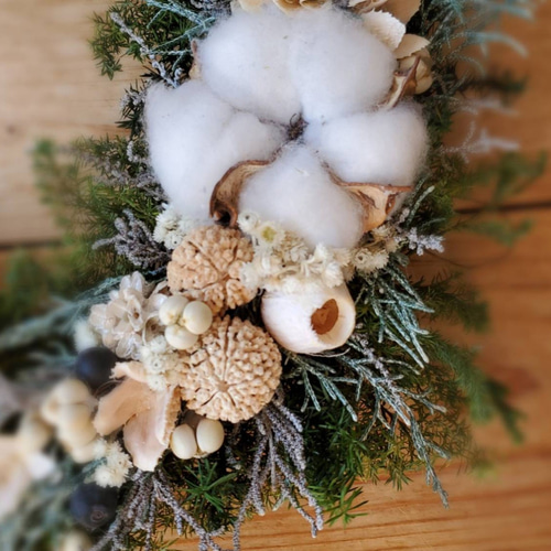 クリスマスリース 馬蹄型 プリザーブドフラワー 木の実 リース