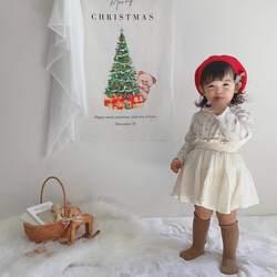 クリスマスタペストリー　クマさんとツリー　Christmas tapestry コットンリネン 13枚目の画像
