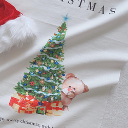 クリスマスタペストリー　クマさんとツリー　Christmas tapestry コットンリネン 7枚目の画像