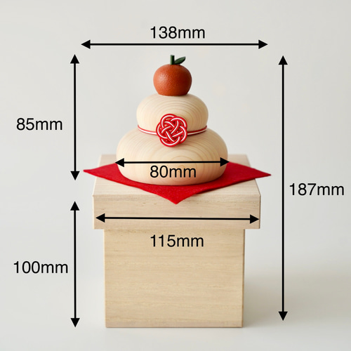 京の鏡餅 ~こころ~ 木の鏡餅 漆塗り 桐箱付き その他インテリア雑貨 茜