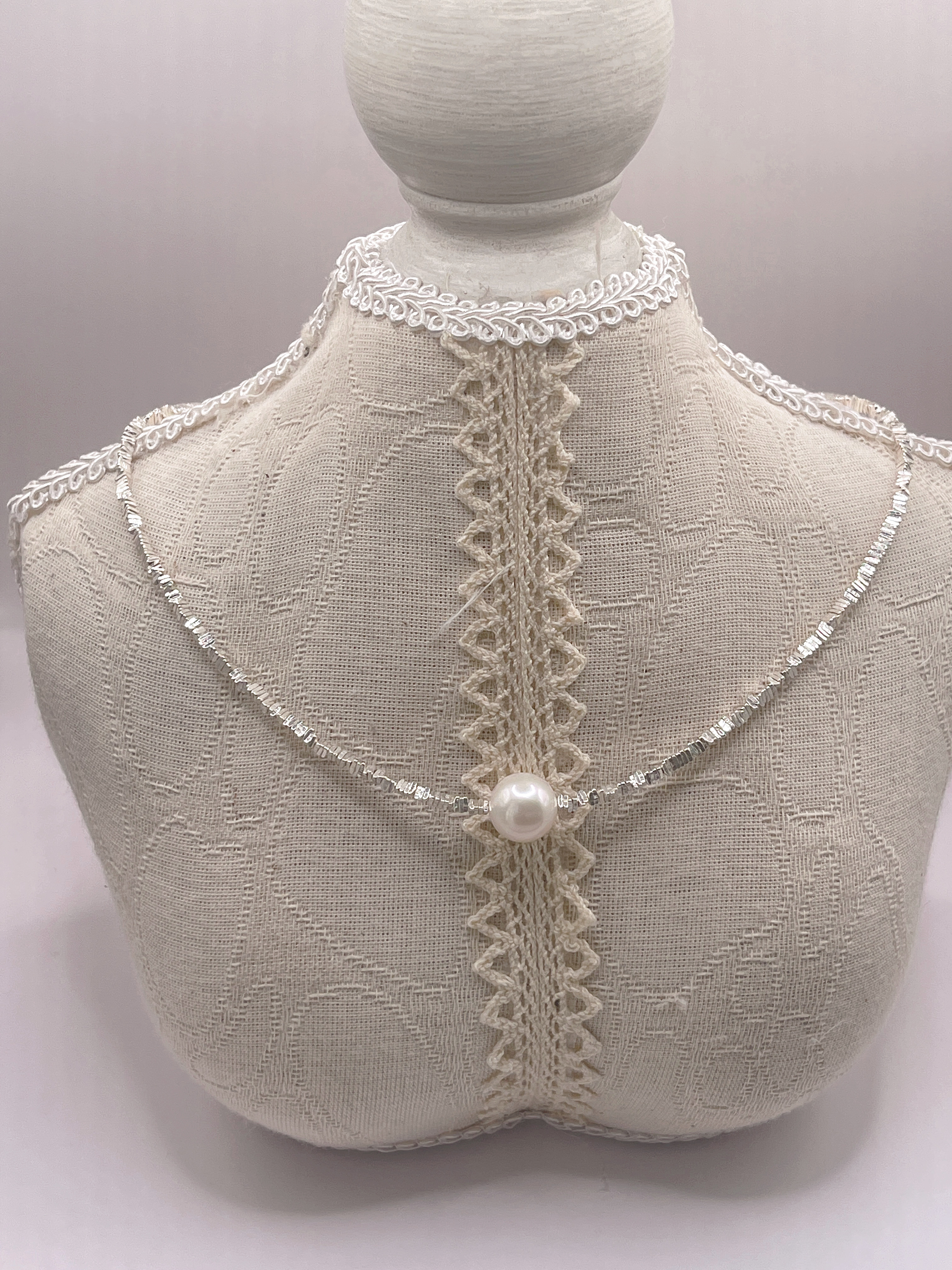 ブロークンシルバー+パールネックレス 10-11mm天然真珠