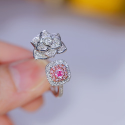 ピンクダイヤモンド付きリングk18 1枚目の画像