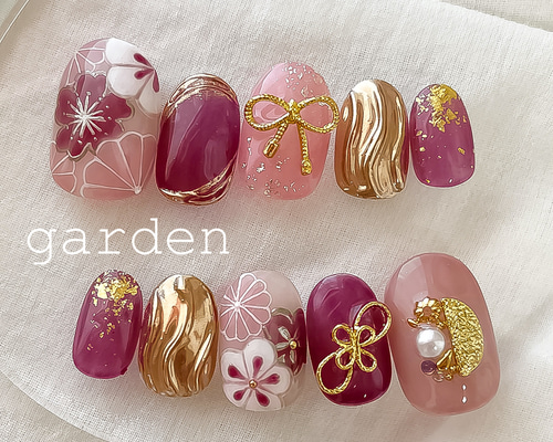 9センチ鬼ポイント♡成人式 前撮り オーダー 受付中♡ネイル ネイルチップ ピンクな振袖ネイル ♡成人式ネイル ブライダルネイル 前撮り ネイル