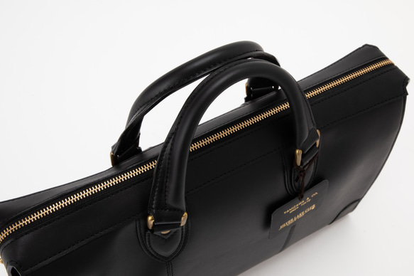 銀座タニザワ 革鞄 SLCオイルレザー2本手シングルファスナー ブラック 3枚目の画像