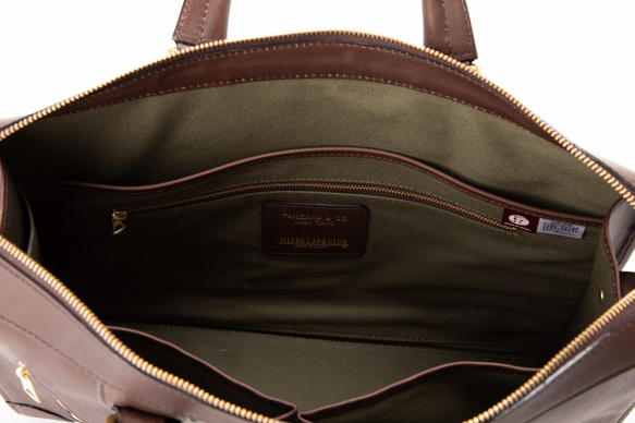 銀座タニザワ 革鞄 SLCオイルレザー2本手シングルファスナー ブラウン 8枚目の画像