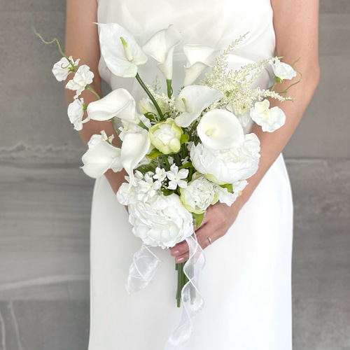 カラー×アンスリウム♪ウェディングブーケ ブートニア付き ブーケ