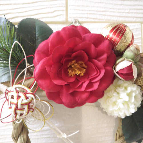お正月 しめ縄 しめ飾り 紅白 椿 鶴 しめ縄・しめ飾り Harry Chop 通販