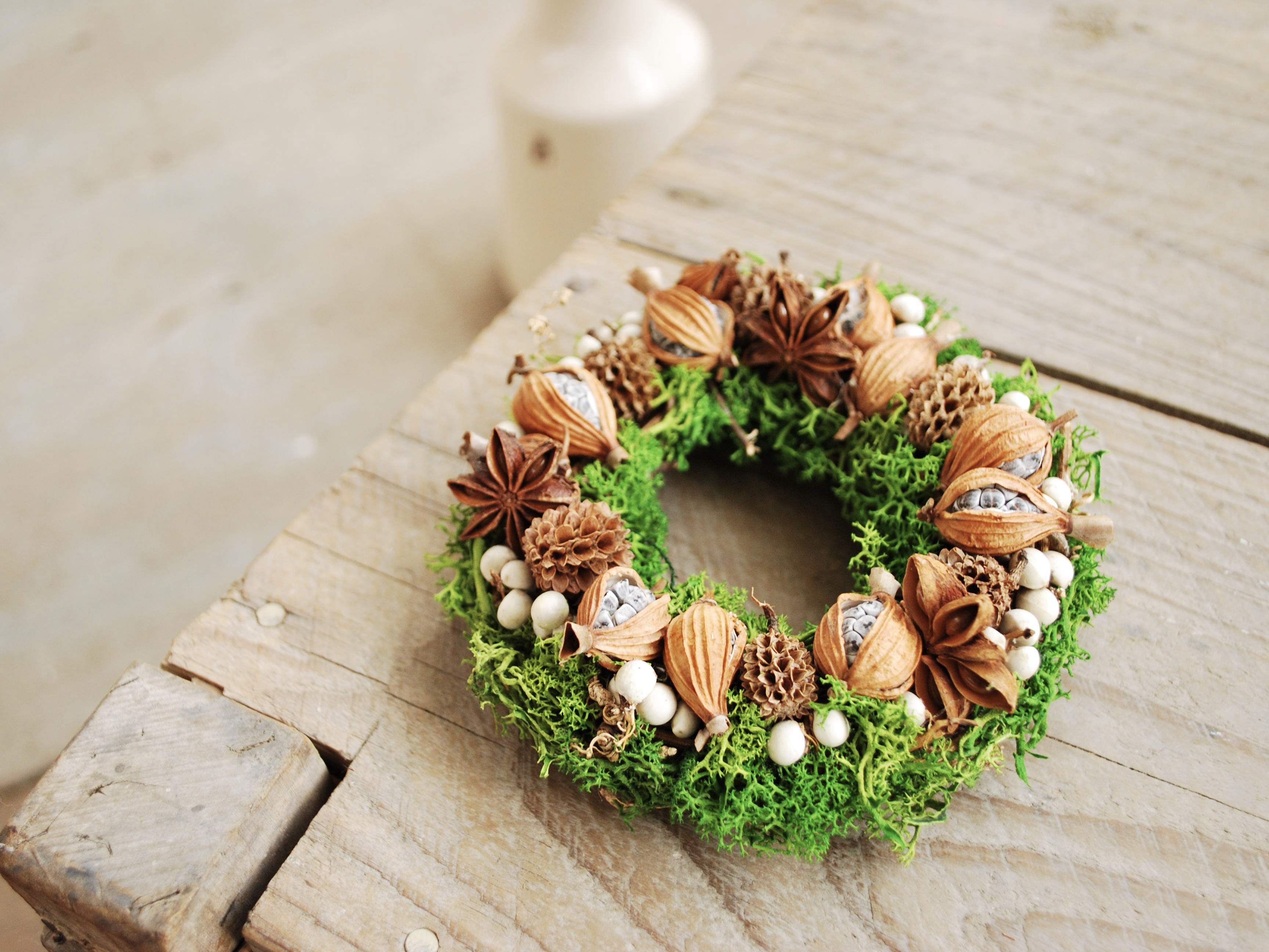 ten.：donut.wreath 抹茶クランチ/ミニリース ドライフラワー H