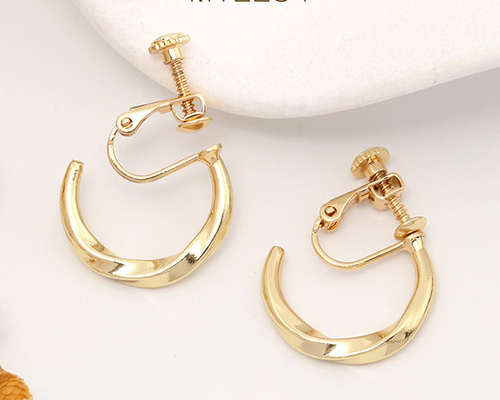 M12254 2对 ネジバネ式イヤリング Cフープ 3×20mm ゴールド 2X（1ペア