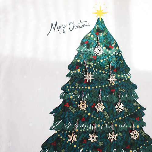 雪の結晶のオーナメントセット】クリスマスツリーのタペストリー/大