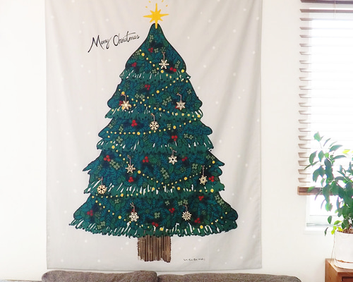 雪の結晶のオーナメントセット】クリスマスツリーのタペストリー/大