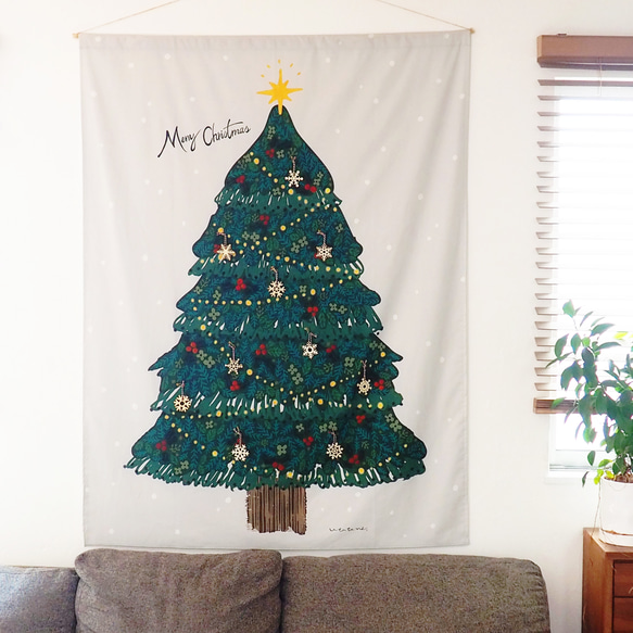 雪の結晶のオーナメントセット】クリスマスツリーのタペストリー/大