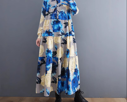 Photocopieu 薄手ブルーワンピース ナチュラル可愛い春夏 ゆったり美品 Photocopieu 薄手ブルーワンピース ナチュラル可愛い春夏